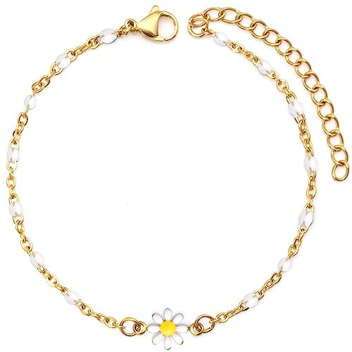 YeGieonr Gold Evil Eye Armband für Damen, 18K Vergoldetes Edelstahl Schutz Armband Fußkettchen, Personalisiert Schmuckgeschenk für Frauen und Mädchen (Modern-K)