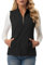 Gilet in pile da donna, per autunno e inverno, caldo, senza maniche, leggero, casual, con colletto alto, con chiusura lampo, tinta unita, da donna, Nero , XL