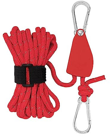 Luckxing Outdoor-Kletterseil Durchmesser 6mm Statisches Kletterseil Im Freien, Hochfestes Sicherheitsseil Geflochtenes Nylonseil, Rettungsseil Feuerrettungs-Fallschirm-Seil Mit 2 Karabinern, Länge 5m