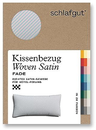 schlafgut Woven Fade Satin Kissenbezug 40 x 80 cm Petrol Fade gestreift in Premium Hotelqualität, Kopfkissenbezug einzeln mit 100% weicher Baumwolle