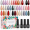 Phoenixy UV Nagellack Set, 23 Stück Gel Nägellack Gel Farblack mit Unterlack, Glänzender & Matte Überlack, 20 Farbgel Schellack Nagellack UV Gel Set für Nagel Design