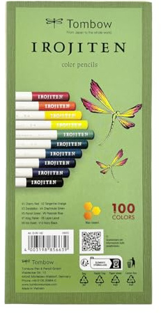 Tombow IROJITEN Künstlerbuntstifte 10er-Set, Kräftige Farben, wachsbasierte Mine für sanfte Farbverläufe, hochwertige Verpackung