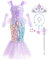 LiUiMiY Meerjungfrau Kostüm für Mädchen Kinder Prinzessin Arielle Kleid für Karneval Halloween Cosplay, 146-152(Etikett 150)