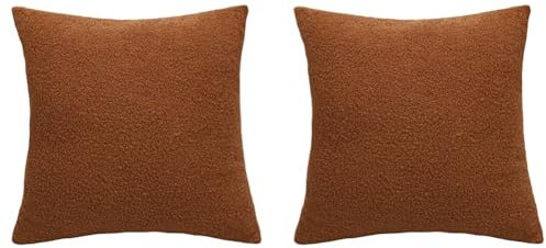 Wisafory 2 Stück Teddy Plüsch Kissenbezug Flauschig Kissenbezüge Quadratisch Zierkissenbezug Teddyfell Kissenhülle Kopfkissenbezug Einfarbig Kuschelkissen Sofakissen Bezug 45x45cm Kaffee