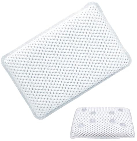 BDSHUNBF Almohada de Baño con 8 Ventosas Antideslizantes,Puede Soportar la Cabeza,Cojín de Baño,Reposacabezas Ergonómico,Almohada para Bañera el Cuello,la Espalda,SPA en Casa Bañera de Hidromasaje