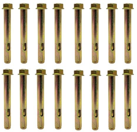 16 Pack Of Sleeve Anchor Bolts 8mm X 65mm For Concrete, Brick, Stone