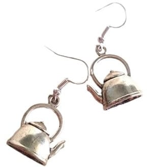 Silver Teapot Earrings for Women in a Dangle Style, Afternoon Tea Jewellery