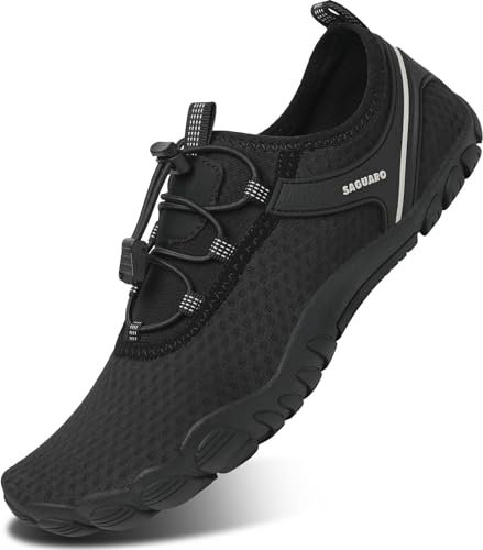 SAGUARO Badeschuhe Herren Wasserschuhe Männer Strandschuhe Damen Aquaschuhe Neoprenschuhe rutschfeste Schwimmschuhe Hellschwarz 47 EU
