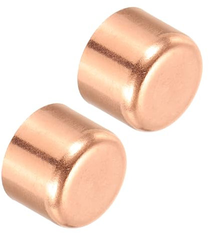 PATIKIL 1 Inch ID Copper Pipe End Cap, 2 Pack Copper Fitting Cap Sweat Plug Solder Connection for Plumbing HVAC Air Conditioner, Copper Tone