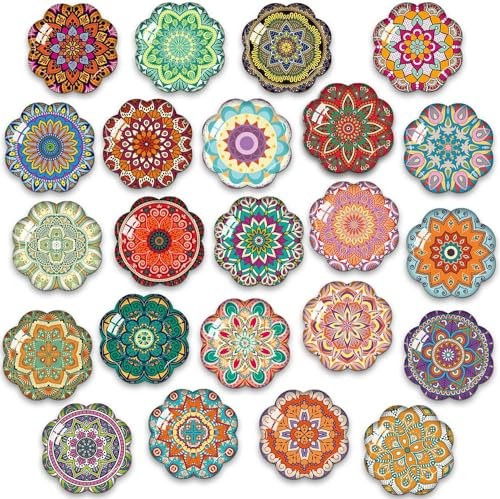 MORCART 30 Stück Magnete für Magnettafel Kühlschrankmagnete Mandala Blumen Dekorative für Kühlschrank, Whiteboard, Pinnwand, Küche, Tafeln, Büro Kinder und Erwachsene Geschenk