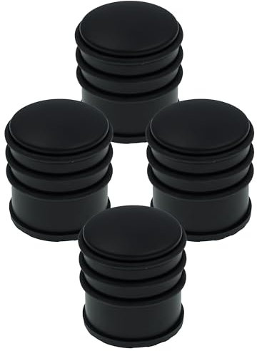 HRB Türstopper Edelstahl hoch massiv 4 Stück- Schwerer Türstopper Boden mit modernen Design, Door Stopper versehen mit Gummiring zum Schutz der Türen (Schwarz)