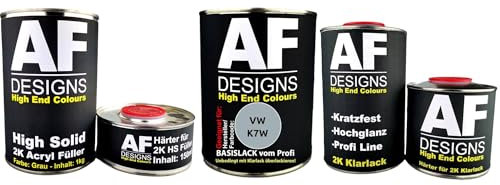 Alex Flittner Designs FÜR VW K7W Silver Essence Metallic Autolack Set 2K HS Grundierung 2K Klarlack kratzfest Lackierung Smart Repair