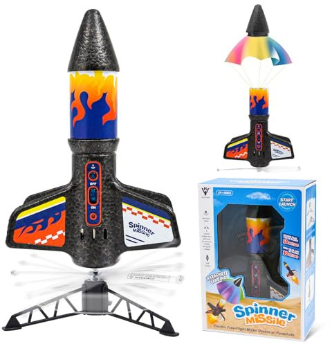 Acelane Outdoor Raketen Spielzeug für Kinder, Motorisierte Rakete mit Fallschirm, Start bis zu 50 Meter