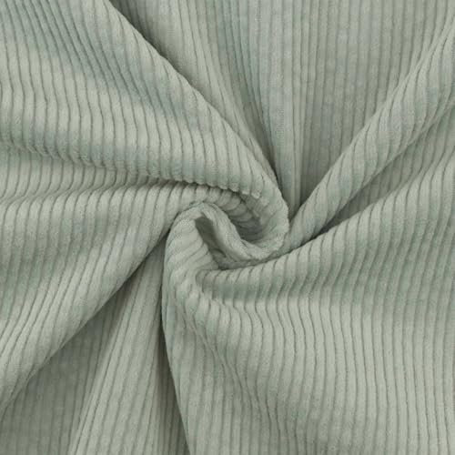Cord Stoff Strech 6W, gewaschen, Stoff zum Nähen, uni mint (Länge am Stück: ab 50cm / Breite: 140cm)