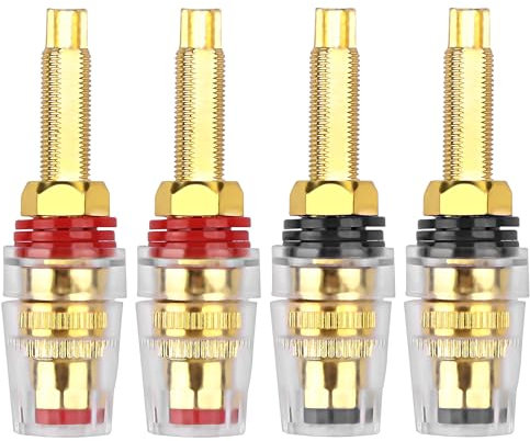 MEIRIYFA Lautsprecher Binding Post 5-Wege Banana Jack Socket Lautsprecher Terminal Connector 4mm Gold überzogene Messing Isolierte Binding Post für Verstärker (4PCS)
