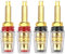 MEIRIYFA Lautsprecher Binding Post 5-Wege Banana Jack Socket Lautsprecher Terminal Connector 4mm Gold überzogene Messing Isolierte Binding Post für Verstärker (4PCS)