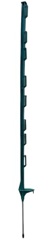 Green Electric Fence Posts 120cm (4ft) for Temporary Fencing for Gardens and Livestock, Heavy-Duty Poly Spikes for Rope, Wire, and Tape (25)