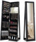 COSTWAY Armoire à Bijoux sur Pieds, Miroir HD Pleine Longueur et Miroir de Maquillage Intégré, avec 91 Fentes pour Bagues 30 Crochets Collier, 100 Emplacements Boucle d’Oreilles (Noir)