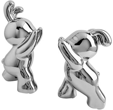 KESOTO Sujetalibros de Conejo, topes para Sujetar Libros, sujetalibros Decorativos, topes de Libros de Conejo para estantes, Plata