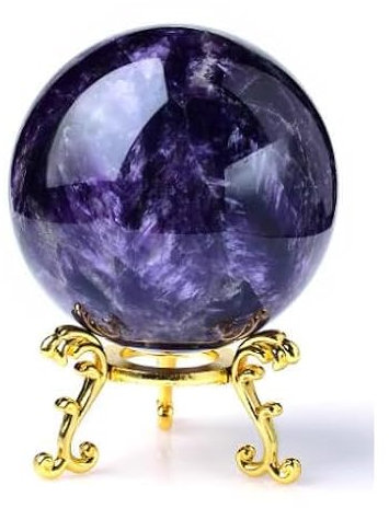 NIBHZ Dream Natural Dream Amethyst Ball, Sfera, Arredamento della Sala Reiki, Mestieri di Cristallo, Globo di Pietra, Souvenir, Palla di Ametista,Viola,90mm