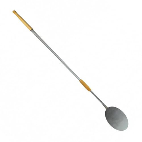 PALUPLUS Pala Pizza Rotonda con Manico in Legno di Faggio, Lunghezza 158 cm e Diametro 18 cm, Palino in Acciaio Inox, manico scorrevole, ideale per forno a legna o gas, Made Italy -764F