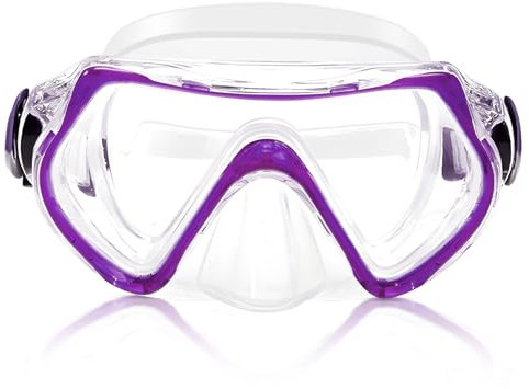 Gafas Buceo Niño, Gafas Piscina Niños 6-16 Años para Niños Niñas, Mascara Buceo Niño con Cubre Nariz, HD Antivaho Antifugas Gafas de Bucear para Buceo, Snorkel y Natación (Morado)