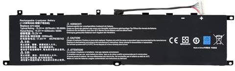 BLESYS BTY-M6M Batterie d'ordinateur portable pour MSI Creator 15 A10SD A10SDT A10SE A10SET A10SEV A10SF A10SFT A10SGS A10UE A10UET A10UG A10UGT A10UH A10UHT A11UE A11UH Stealth GSalth Taille 66 à 100