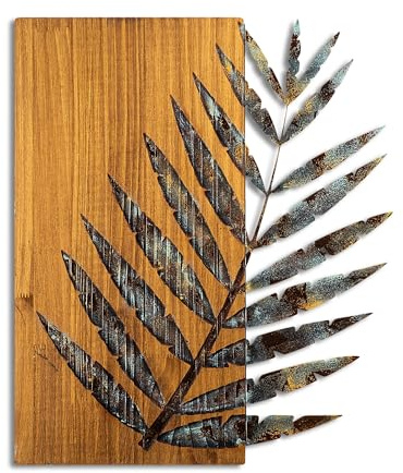 Wallity Hand-Painted Decorative Wooden Wall Accessory, 58 x 50 x 3 cm | 100% Wood (3 cm) & Metal (1.5 mm) | Unique Color Variations for Stylish Home Decor