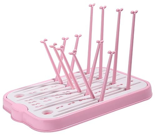 Toddmomy Sèche-biberons Pliable Et Porte-biberons Multifonction Rose Support pour Biberons Et Accessoires Plateau Inférieur Amovible pour Séchage