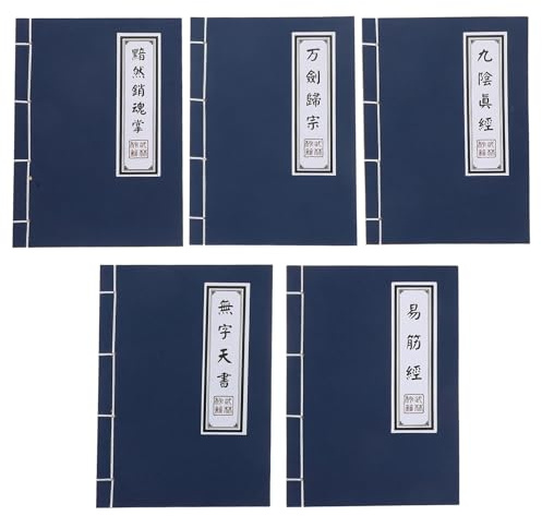 NUOBESTY 5pcs Blank Page Notebook Chinese Style Vintage Unlined Writing Notebooks for Notes Homework Smooth Memo Calligraphy Class Projects