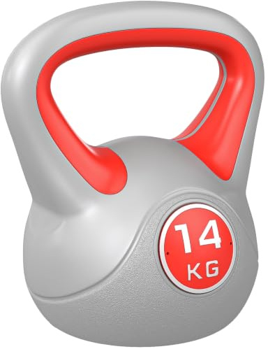 SPORTNOW Kugelhantel 14 kg, Hantel mit ergonomischem Griff, Kugelhantel, Krafttraining, Workout, für Fitness, Gym, Rot