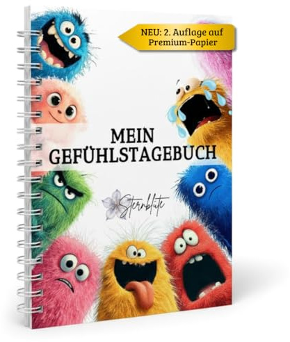STERNBLÜTE Gefühlstagebuch Kinder, Gefühle Buch Kinder, Tagebuch Mädchen, Tagebuch Jungs, Dankbarkeitstagebuch, Achtsamkeitstagebuch, Reisetagebuch, Selbstregulation, Geschenke 5, 6, 7, 8, 9, 10 Jahre