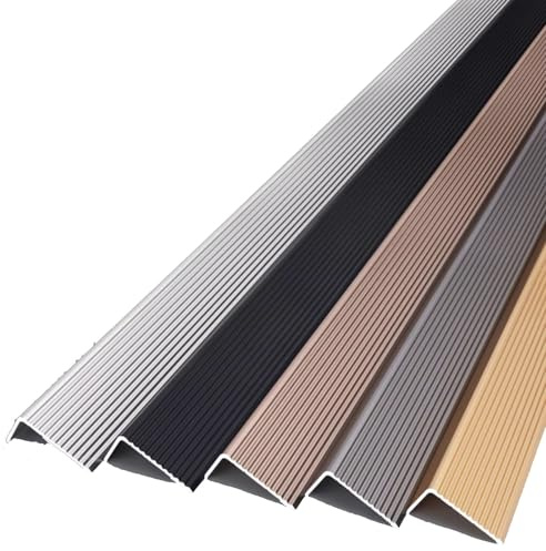 Rutschfeste Treppenkantenprofile, Teppichkantenprofile 900 mm, Stufenkantenprofile aus Gummi, Treppenkantenprofile aus Aluminium(Silver,90cm L 30mm*20mm)