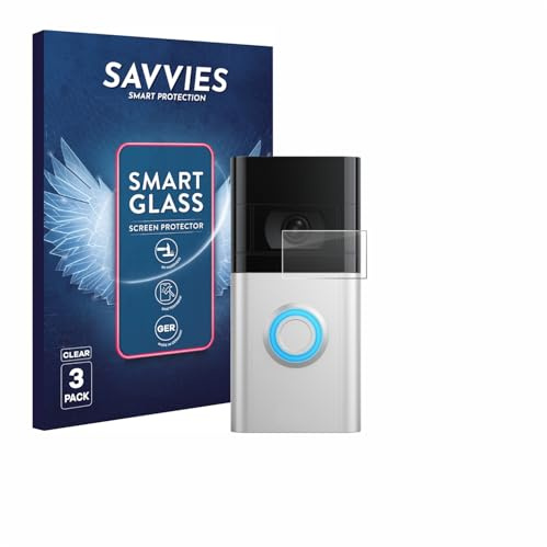 Savvies Schutzglas für Ring Video Doorbell 4 | 3 Stück Transparenter Displayschutz Made in Germany Panzer Schutz Glas 9H Schutzfolie HD Klar Blasenfrei Einfache Montage