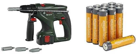 Theo Klein Bosch Schlagbohrmaschine, R/L-Lauf, 3+ Jahre, & AAA Alkaline-Batterien Amazon Basics 12 Stück, 10 Jahre