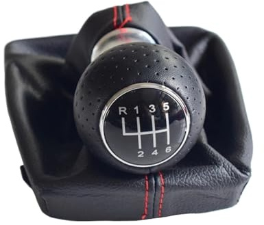 LOPAKACTAG Palanca de cambios manual 5 y 6 velocidades for Audi A4, B6, B7 (2000-2008), funda cuero negra(6 Speed)