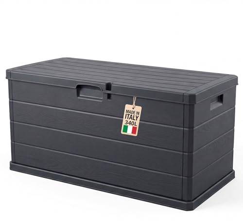 BigDean Auflagenbox Kissenbox Klicksystem 340 Liter Deckel abschließbar | Stabiler und überlappender Deckel hält Feuchtigkeit fern