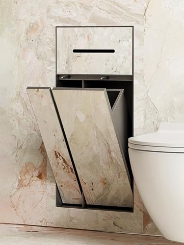 ZAQYCM Nicchia doccia incasso Porta Rotolo Di Carta Igienica A Parete Con Vano Porta Spazzolino, Cestino Impermeabile Per Bagno Per Hotel E Ristoranti, Incasso In Nicchia Per Piastrelle(Black)