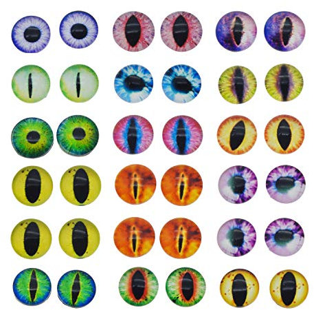 Julie Wang Drachenaugen Cabochons aus Glas rund sortierte Größen 20 Stück Glas 30 mm