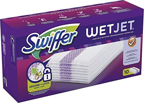 Swiffer WetJet Balai Spray Recharges Lingettes pour Tous Types de Sols X10