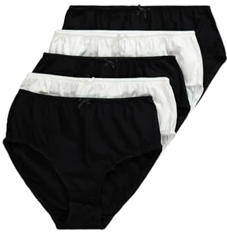 Ulla Popken Damen Slips, 5er-pack Taillenslip, Schwarz-weiß, 62-64 EU