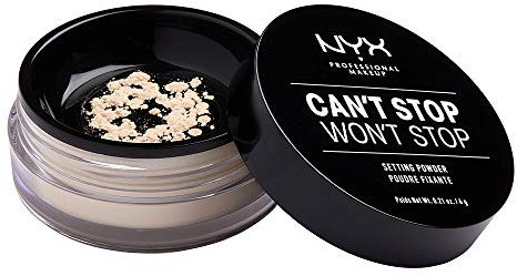 NYX Professional Makeup Puder, Can't Stop Won't Stop Setting Powder, Loses Fixierpuder, Vegane Formel, Mattes Finish, Öl-Absorbierend, Farbton: Light