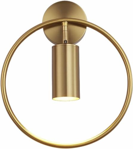 KCO Lighting Moderne kreisförmige Wandleuchten aus Messing, Vintage-Gold-Metall-Wandleuchte für Schlafzimmer, Flur, Badezimmer (klein)