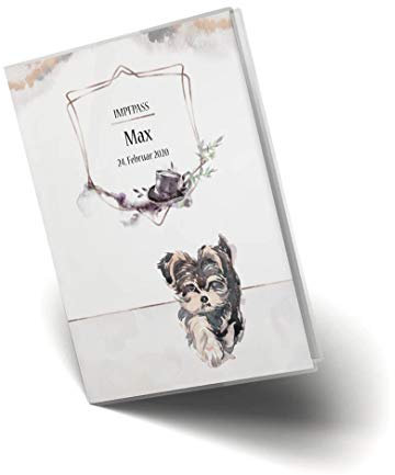 Impfpass Hülle für Tiere Cosmo Hunde Tierausweis Schutzhülle schöne Geschenkidee personalisierbar mit Namen und Geburtsdatum (Poppy, Impfpasshülle personalisiert)