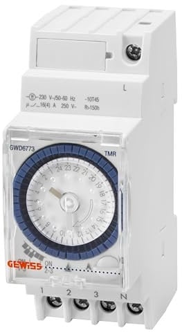 GEWISS INTERRUTTORE ORARIO GIORNALIERO ANALOGICO - CON RISERVA 150H - 1 CONTATTO INVERSORE - 2 MODULI