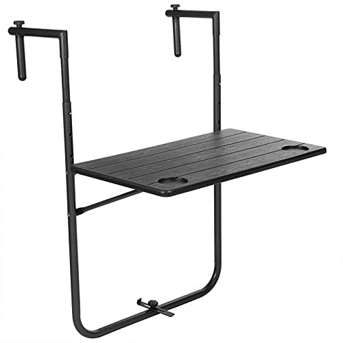 PrimeMatik - Verstellbarer rechteckiger Tisch für Balkon 60x36cm schwarz