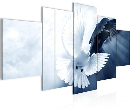 Runa Art - Cuadros Decorativos Paloma 200 x 100 cm 5 Piezas XXL Decoracion de Pared Diseño Azul negro 037851b