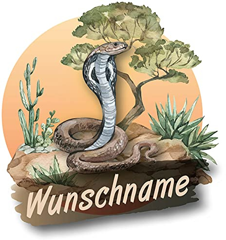 Samunshi® Kobra Schlange Aufkleber mit Namen Autoaufkleber Namensaufkleber Kinder Namensetikett für Brotdosen Babyaufkleber Kinderaufkleber 10 x 10cm Kobra Schlange