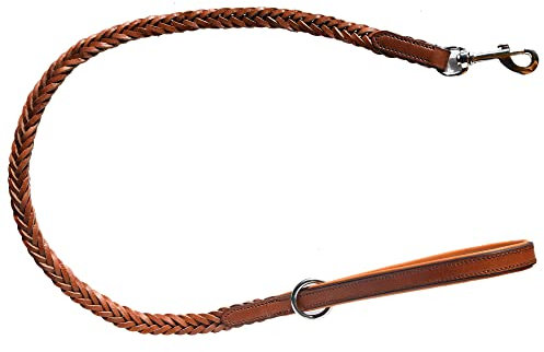 HOGACA Echt-Leder-Hunde-Leine 786-01, 1,8 x 100 cm, geflochten, Hellbraun, hochwertige Metallteile aus nichtrostenden Chromnickelstahl