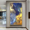 Moderne Kunst Abstrakte Goldene und Blaue Wolke Nebel Nordic Wandkunst Leinwand Poster und Drucke Bild für Wohnzimmer Dekor 75x150cm (30x59in) Mit Rahmen